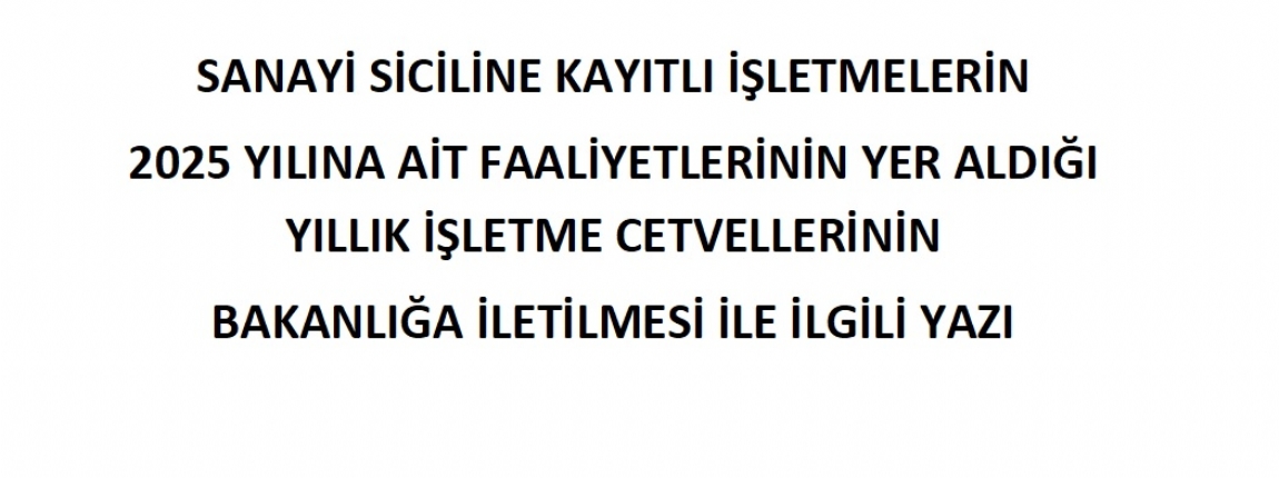 YILLIK ��LETME CETVEL�